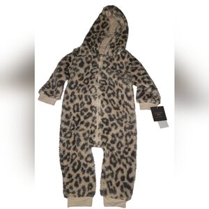 Grayson Mini Baby Sharpa Hooded Jumpsuit Leopard